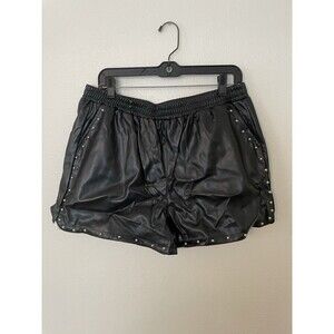 Black Faux Leather Booty Shorts Stretch Zip Button Size XL